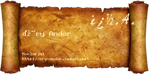 Őry Andor névjegykártya